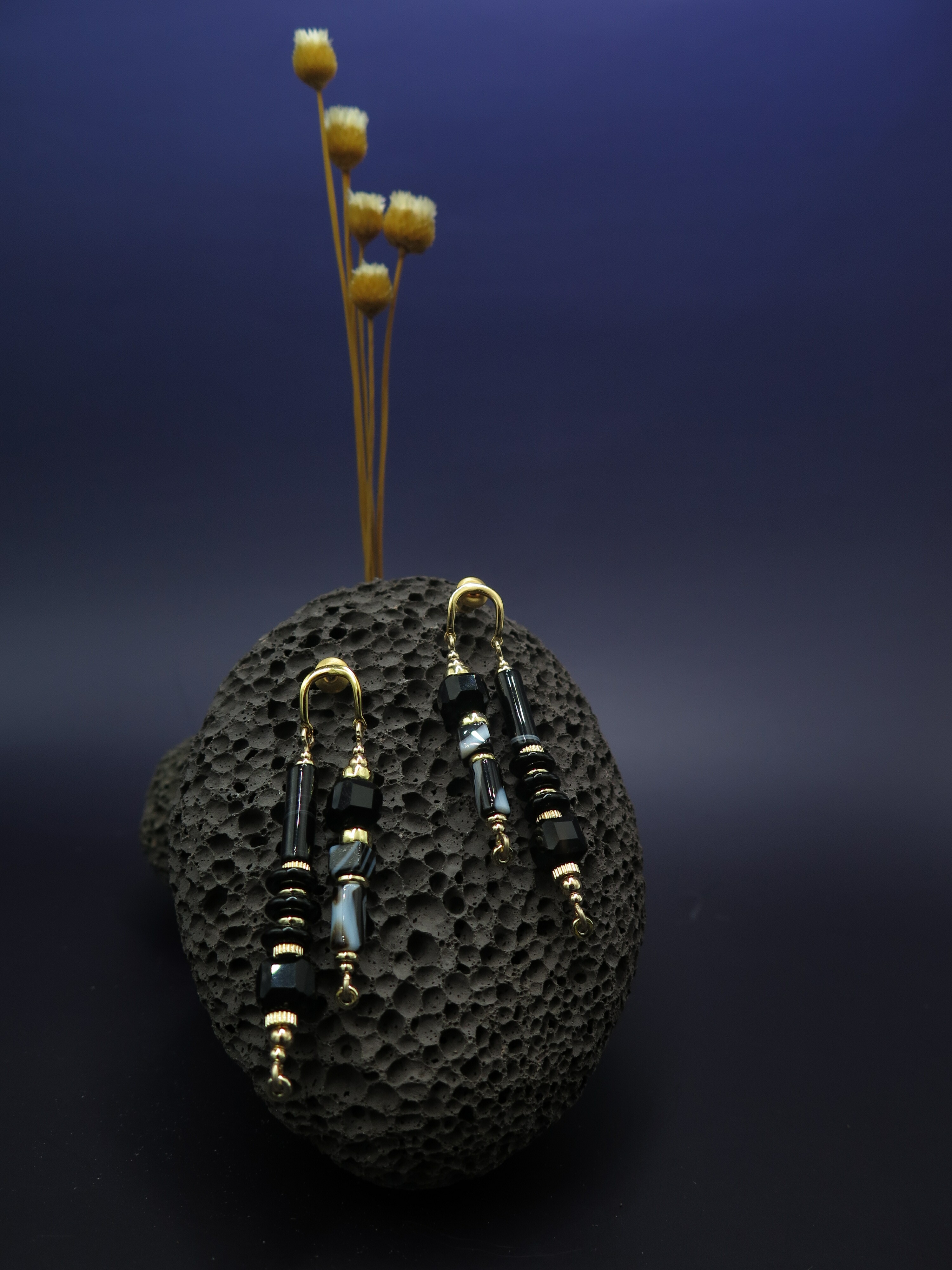 COLE COOL型格百搭黑瑪瑙耳環 耳夾