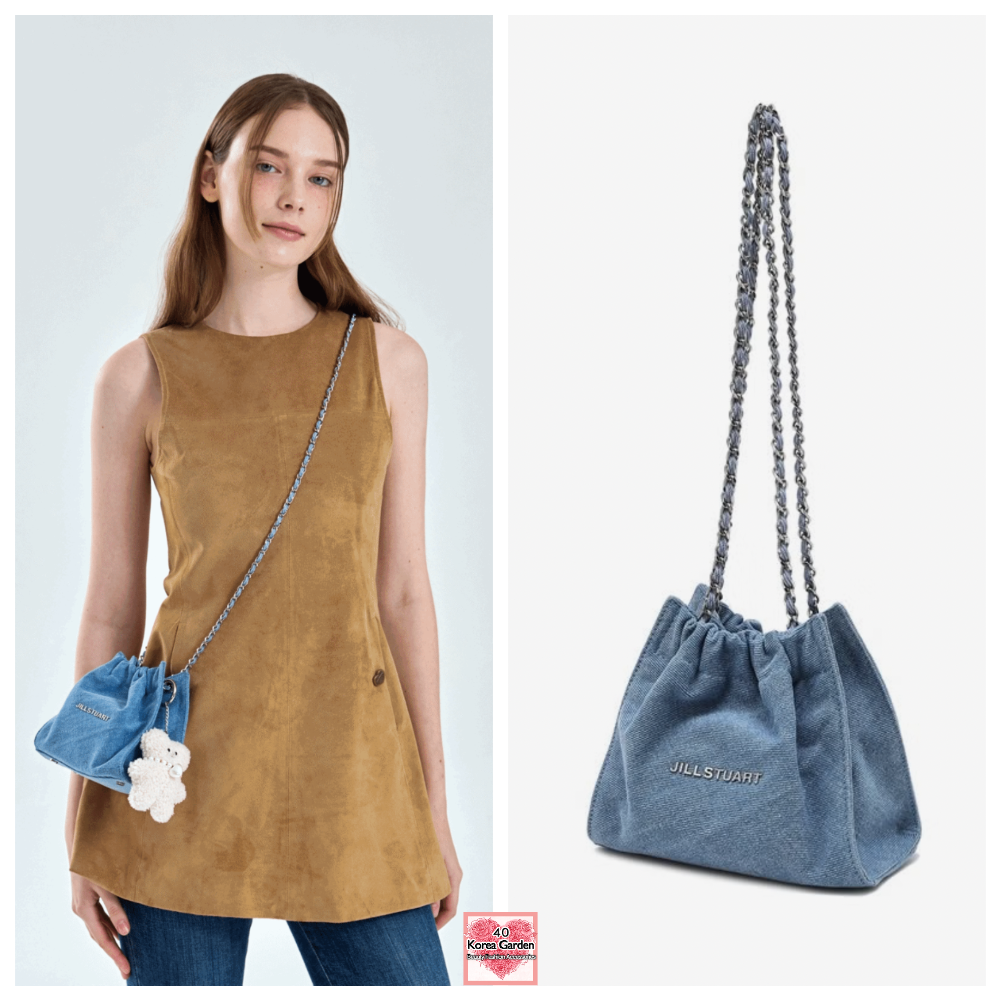 韓國Jillstuart Denim牛仔布Mini Coco Chain Cross&Shoulder Ba