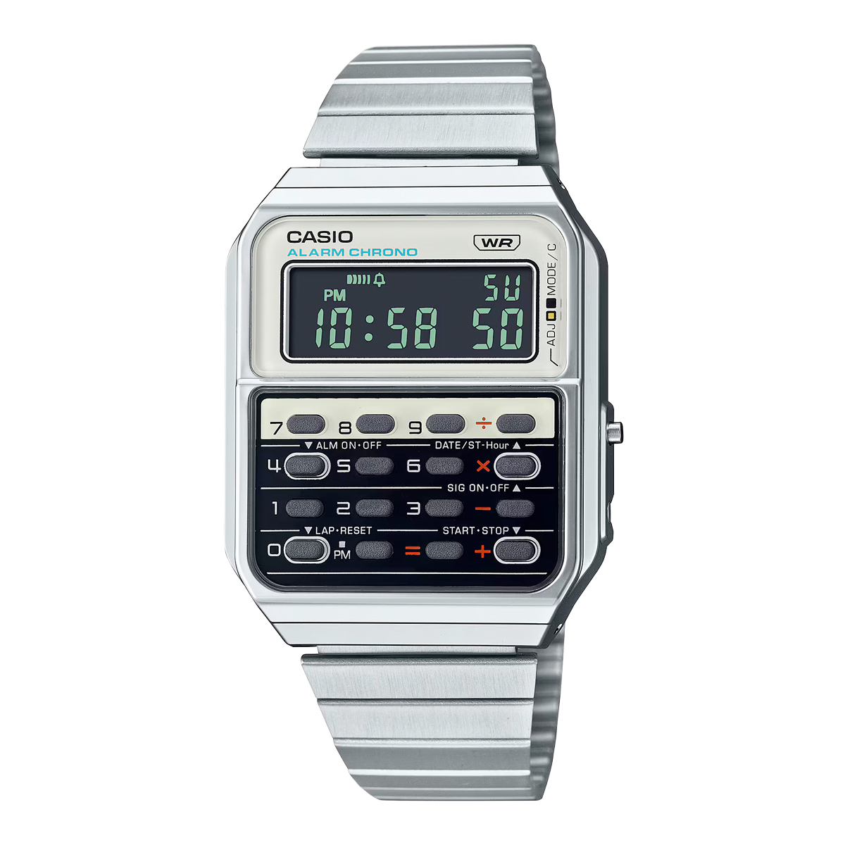 CASIO CA-500WE-7B 銀色 灰白色拼黑色 計數機 方形復古跳字錶