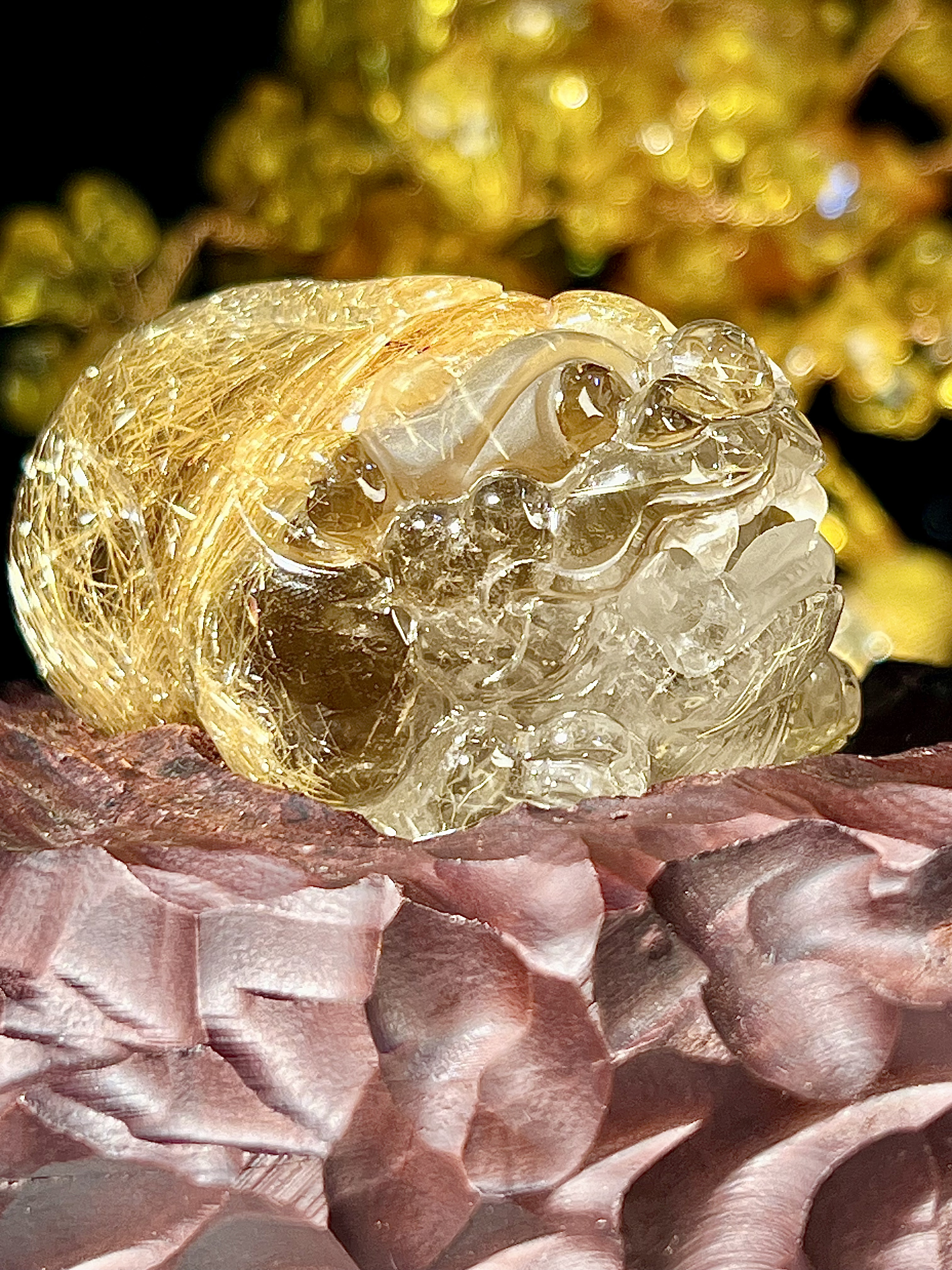 透明金髮鈦晶母子貔貅｜珍藏品等級・附台灣礦物證書｜招財開運鎮宅首選