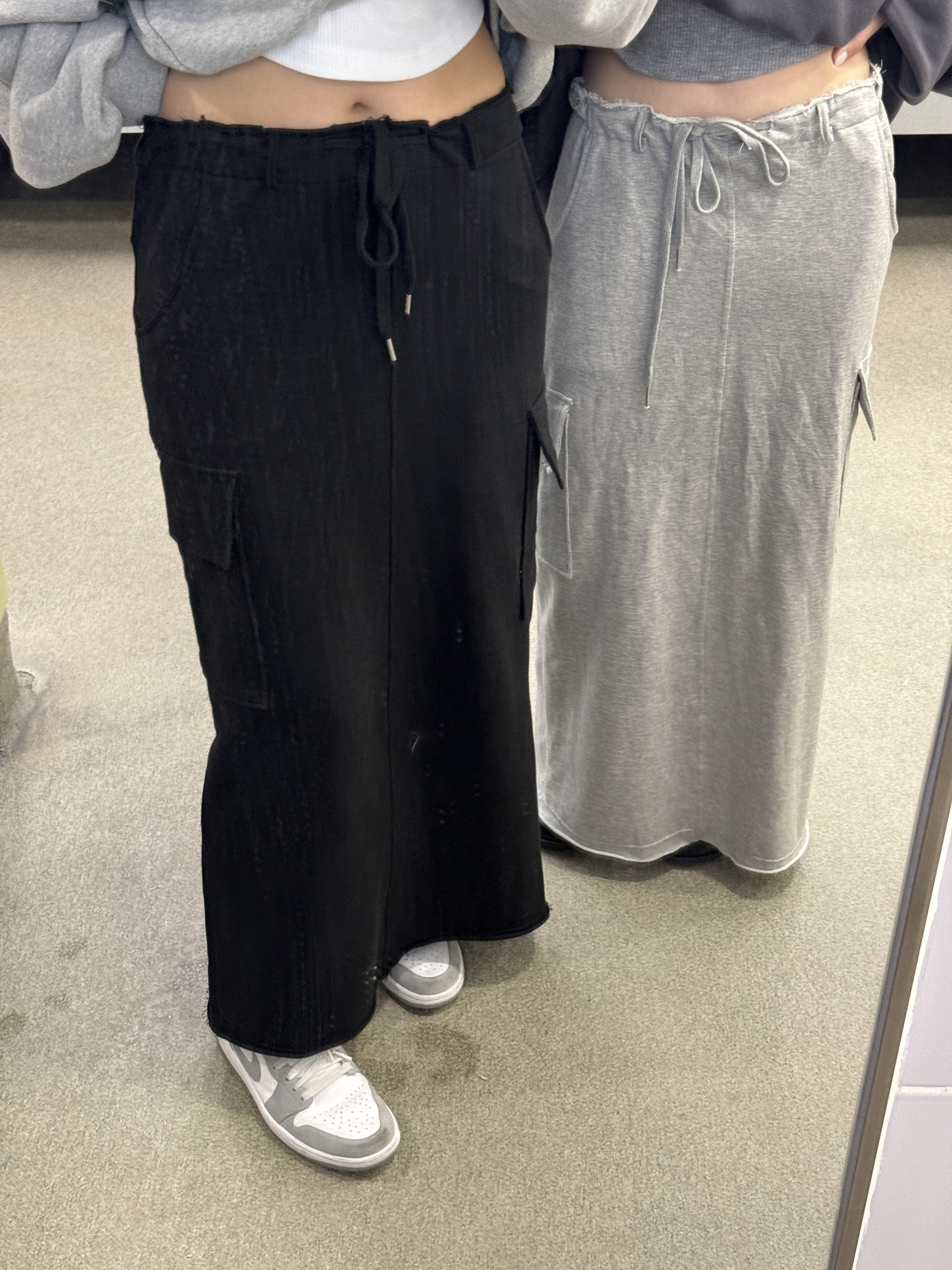 (現貨) 個性索繩後開叉棉裙 SK0304 (黑)