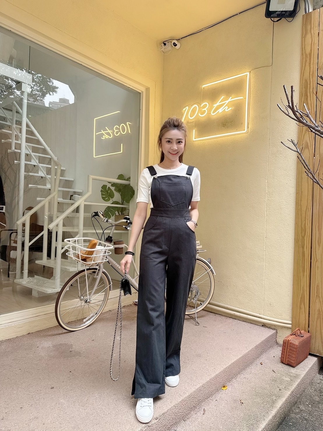 ［現貨］🔥03.13春夏新品］🫣穿上擁有黃金比例］🇰🇷正韓休閒百搭側開叉側拉鍊九頭身吊帶褲（SM)