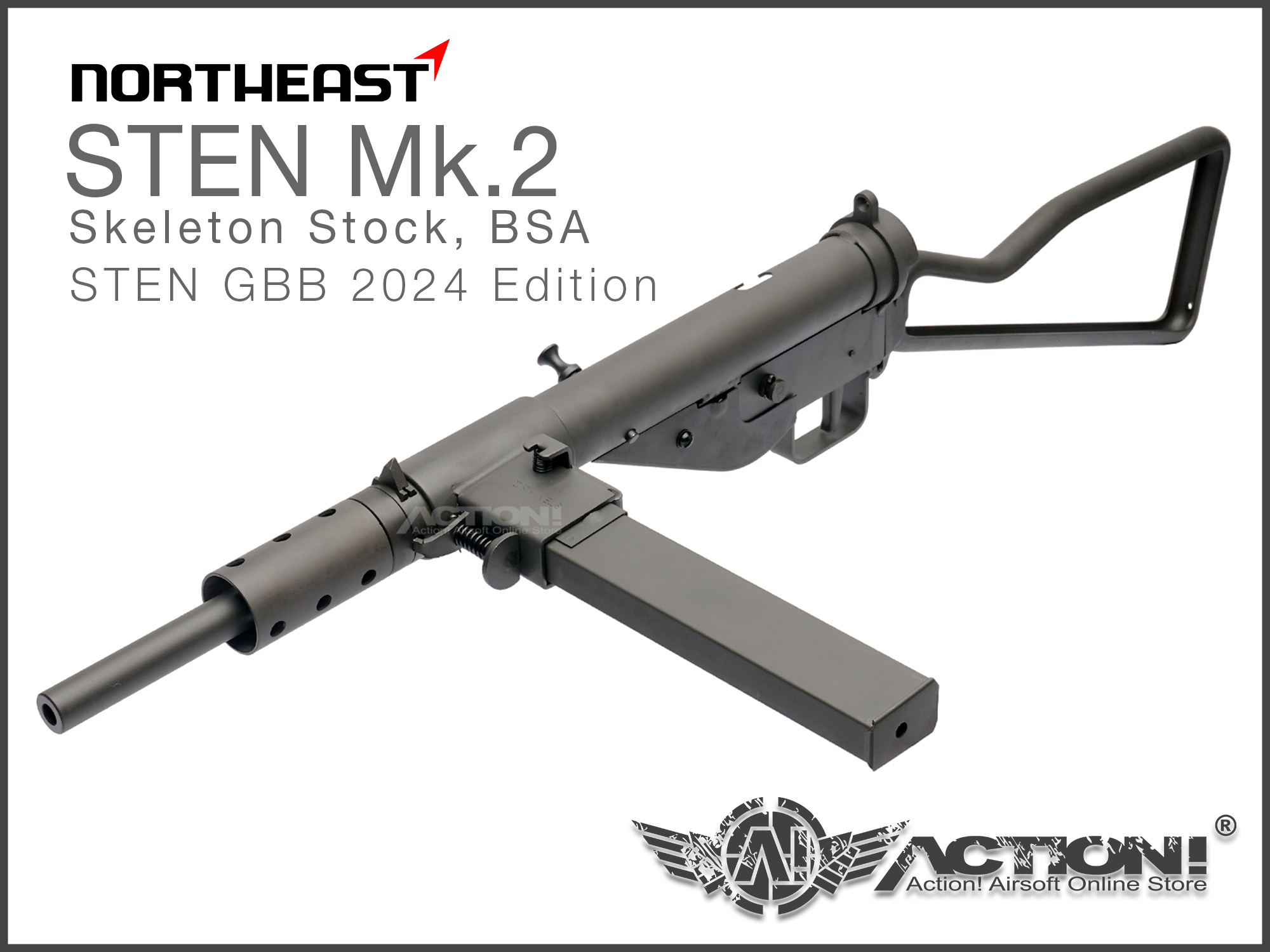 NORTHEAST - STEN Mk.2 AIRSOFT GBB SMG (Skeleton Stock)