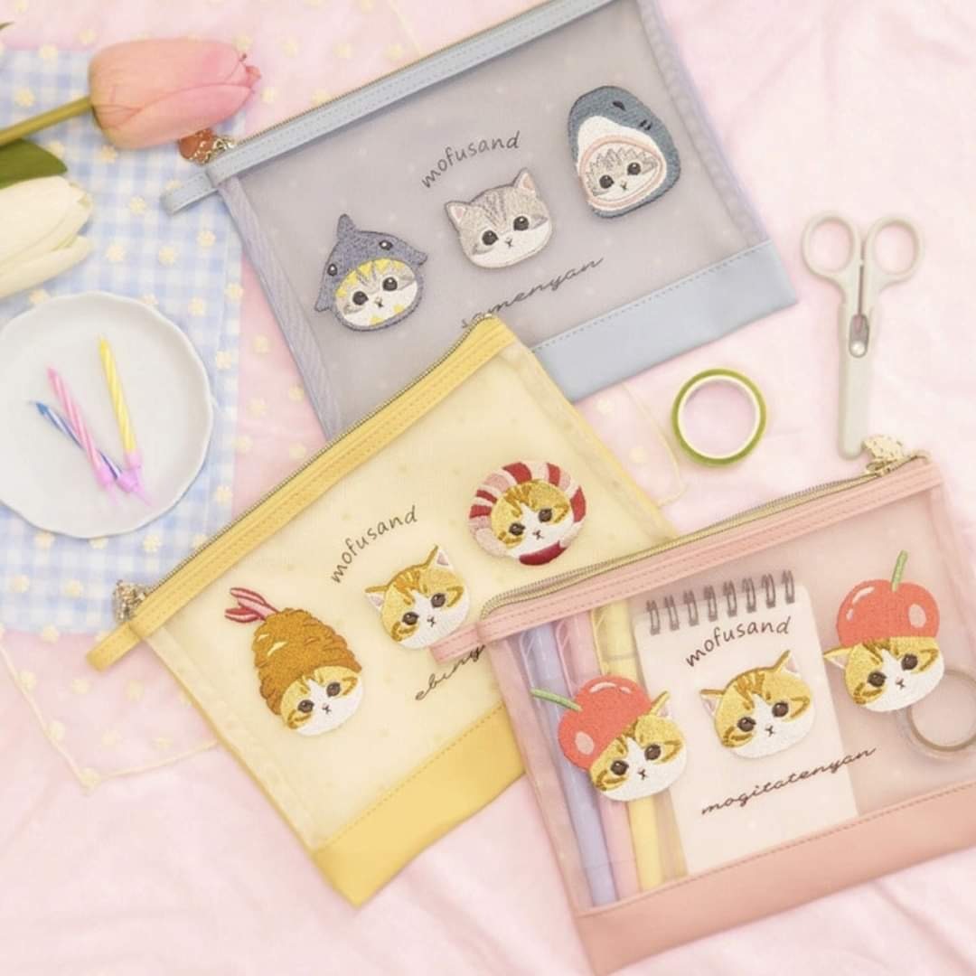 日本Mofusand鯊魚貓網紗收納袋