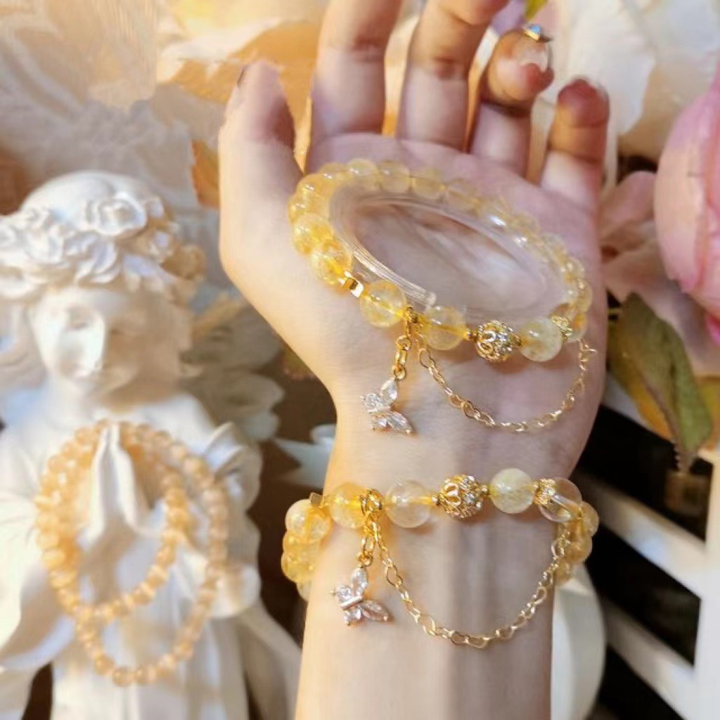 【夏日流螢】黃塔晶/黃水晶+白水晶手鍊/水晶手串