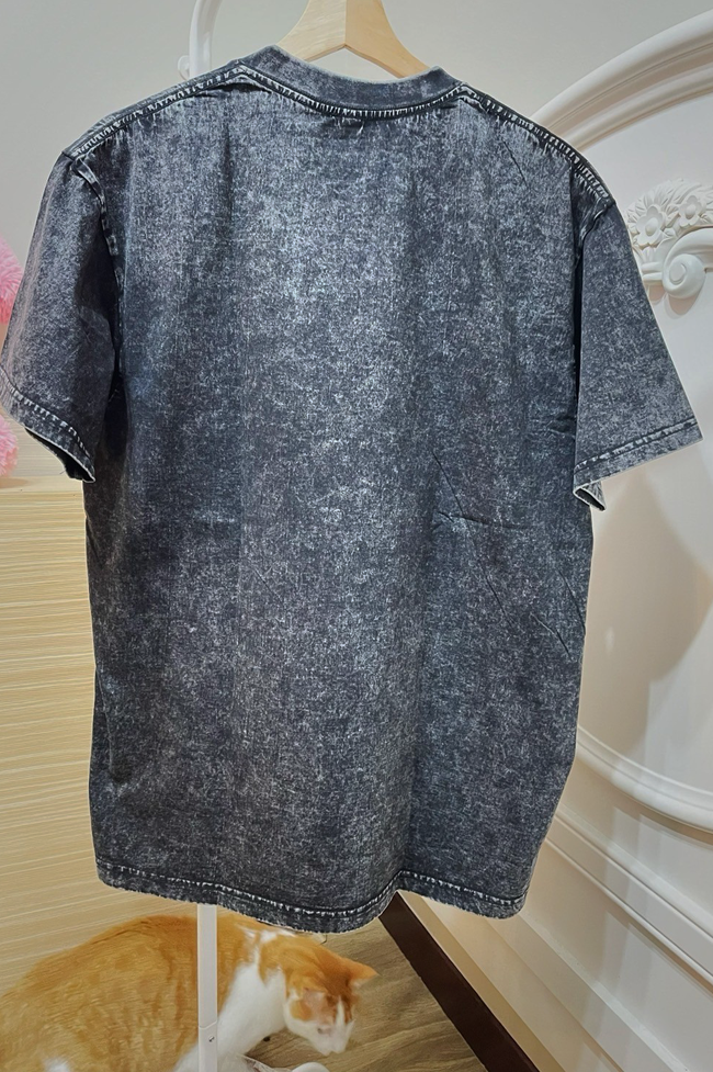 美式搖滾仿舊感ACDC ROCK上衣-雪花灰  現貨