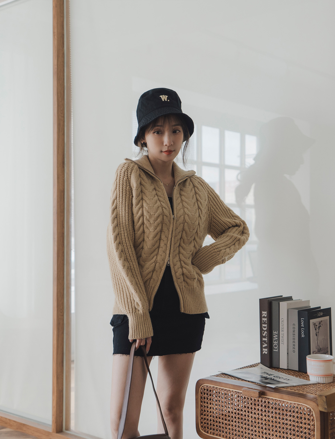 針織拉鍊立領外套