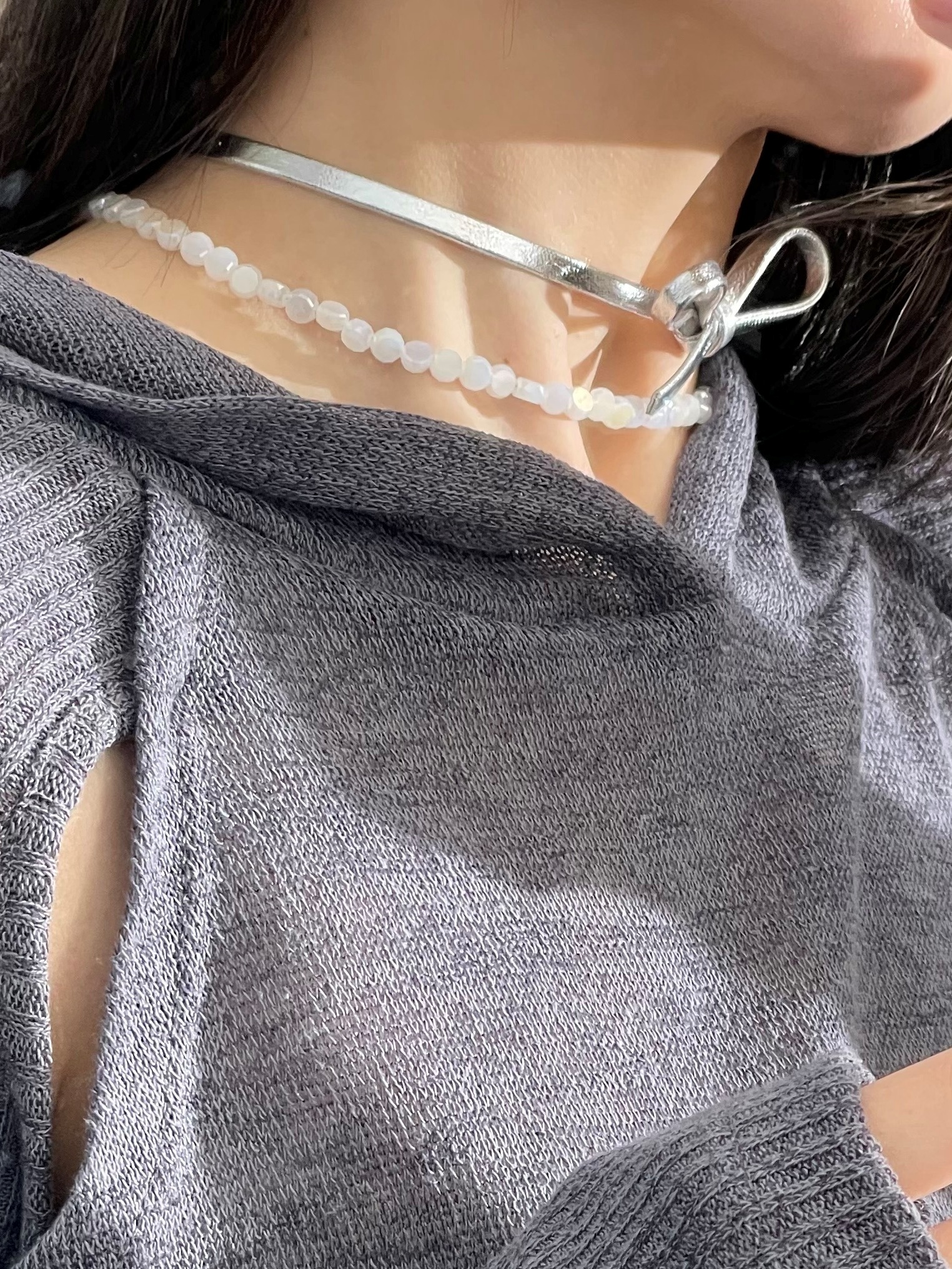 水波壓克力串珠項鍊-白