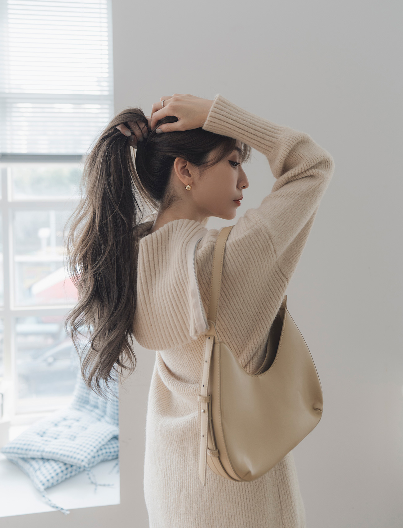 皮革無印肩提包