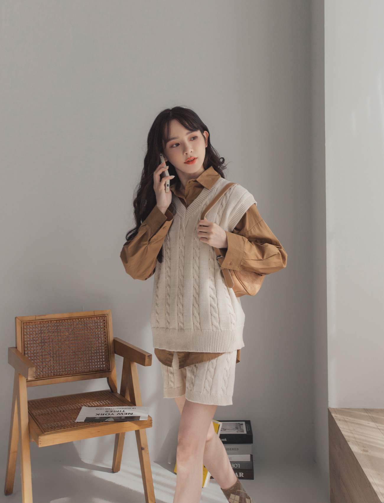 麻花針織背心套裝