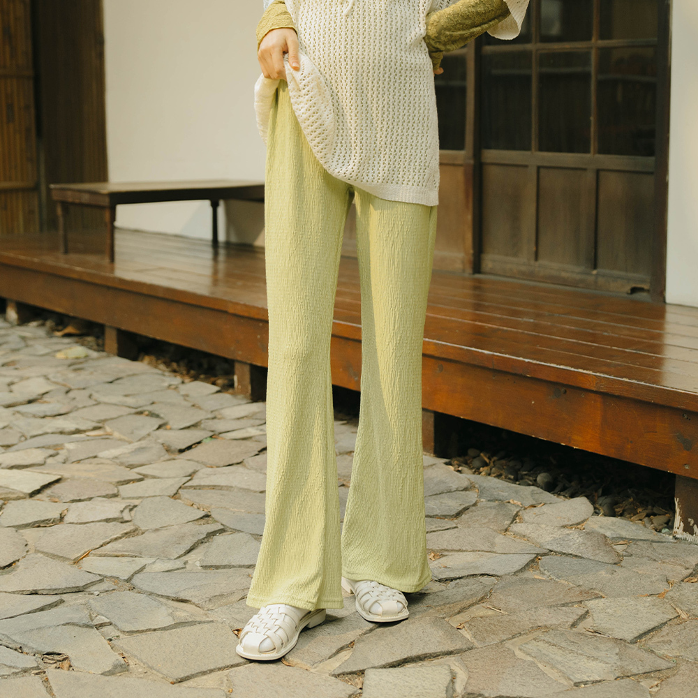 Wrinkled textured flared pants five colors【04101789】in stock+pre-order