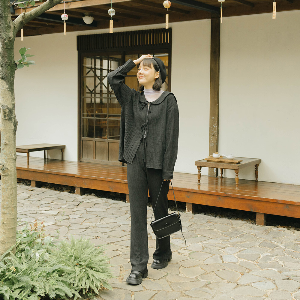 Wrinkled textured flared pants five colors【04101789】in stock+pre-order