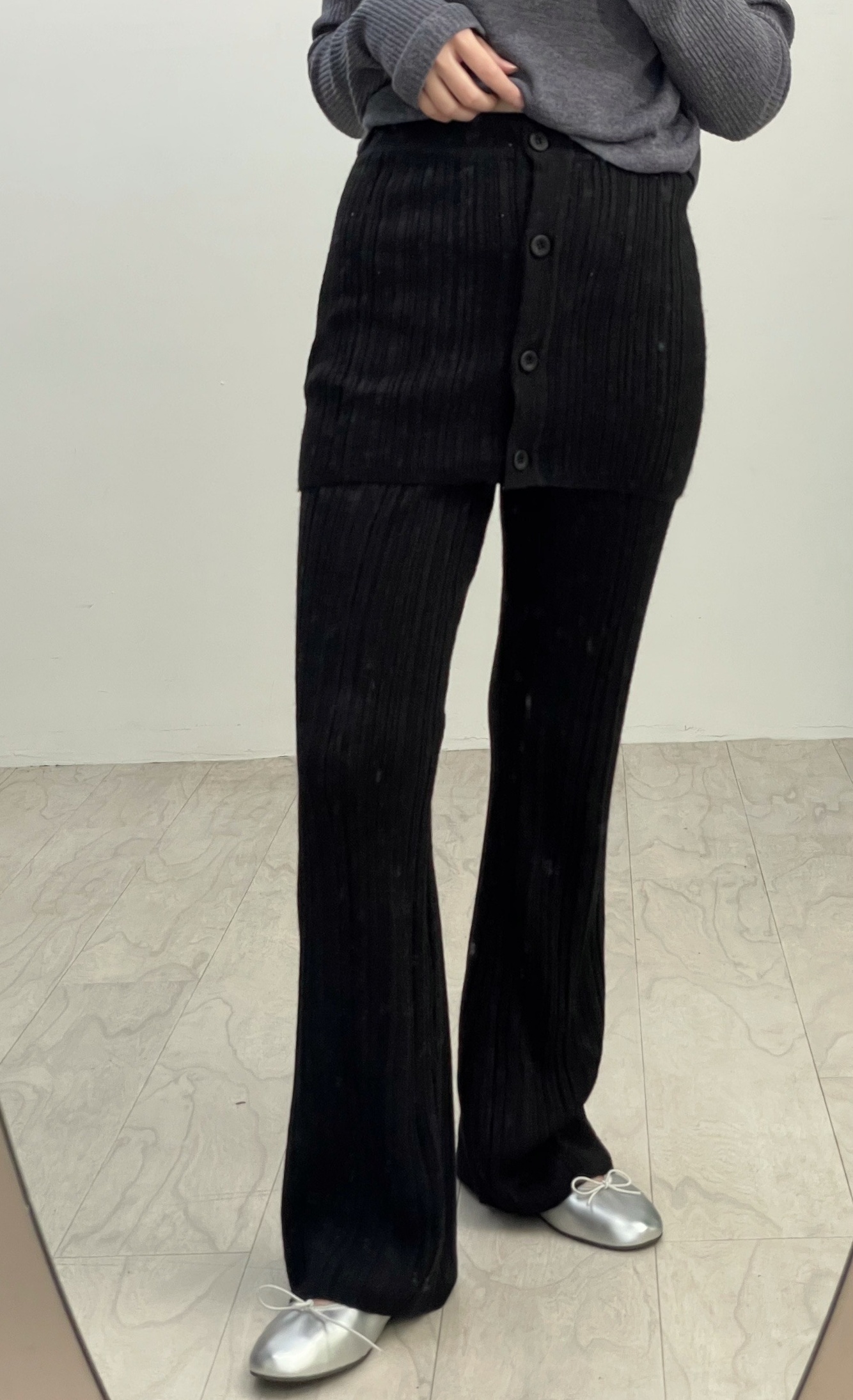 外裙造型長褲-黑