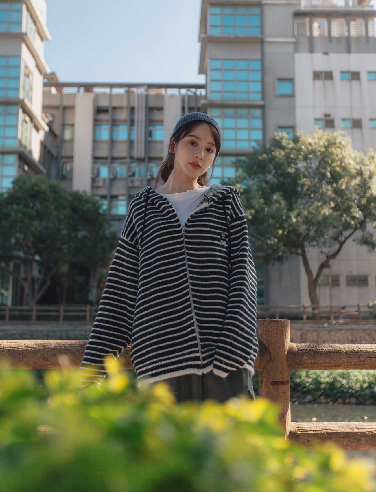 百搭條紋連帽外套