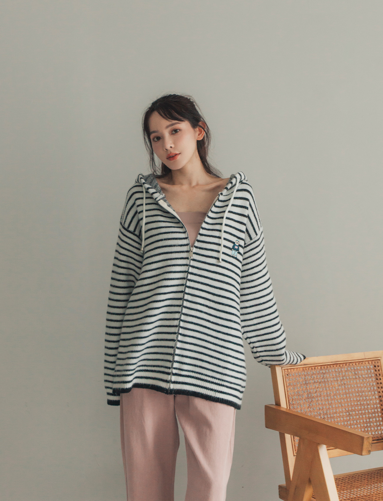 百搭條紋連帽外套