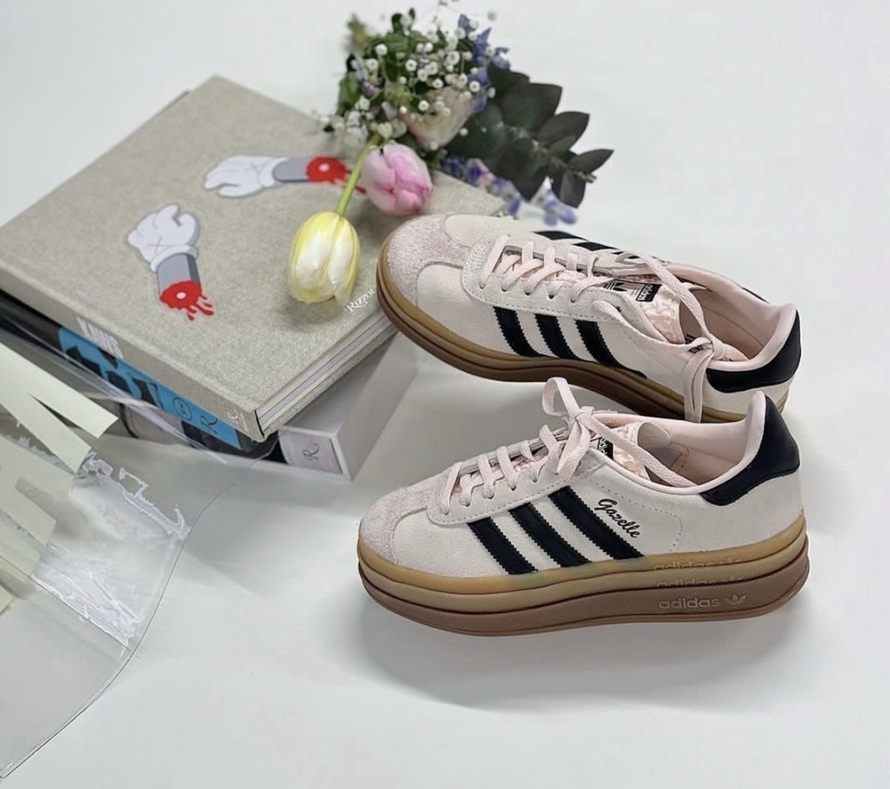 預購 Adidas Originals Gazelle Bold 厚底霧粉黑草寫字體 (客訂商品不接受更換尺寸)