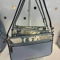 [S] KATE SPADE KG237 LEILA SNAKE EMBOSSED CONVERTIBLE SHOULDER BAG,MUTED BLUE, 196021443619 (SKS984)