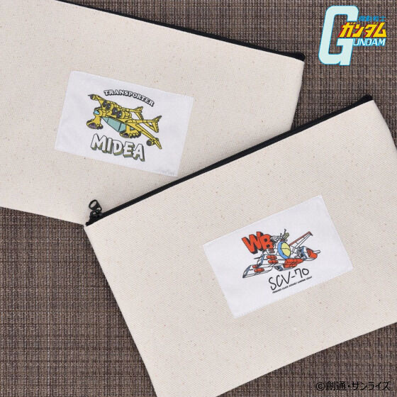 236168 Pbandai 預訂2025/12月 機動戦士ガンダム　ホワイトベース/ミデア　ゆる手書き風デザイン　ポーチ
