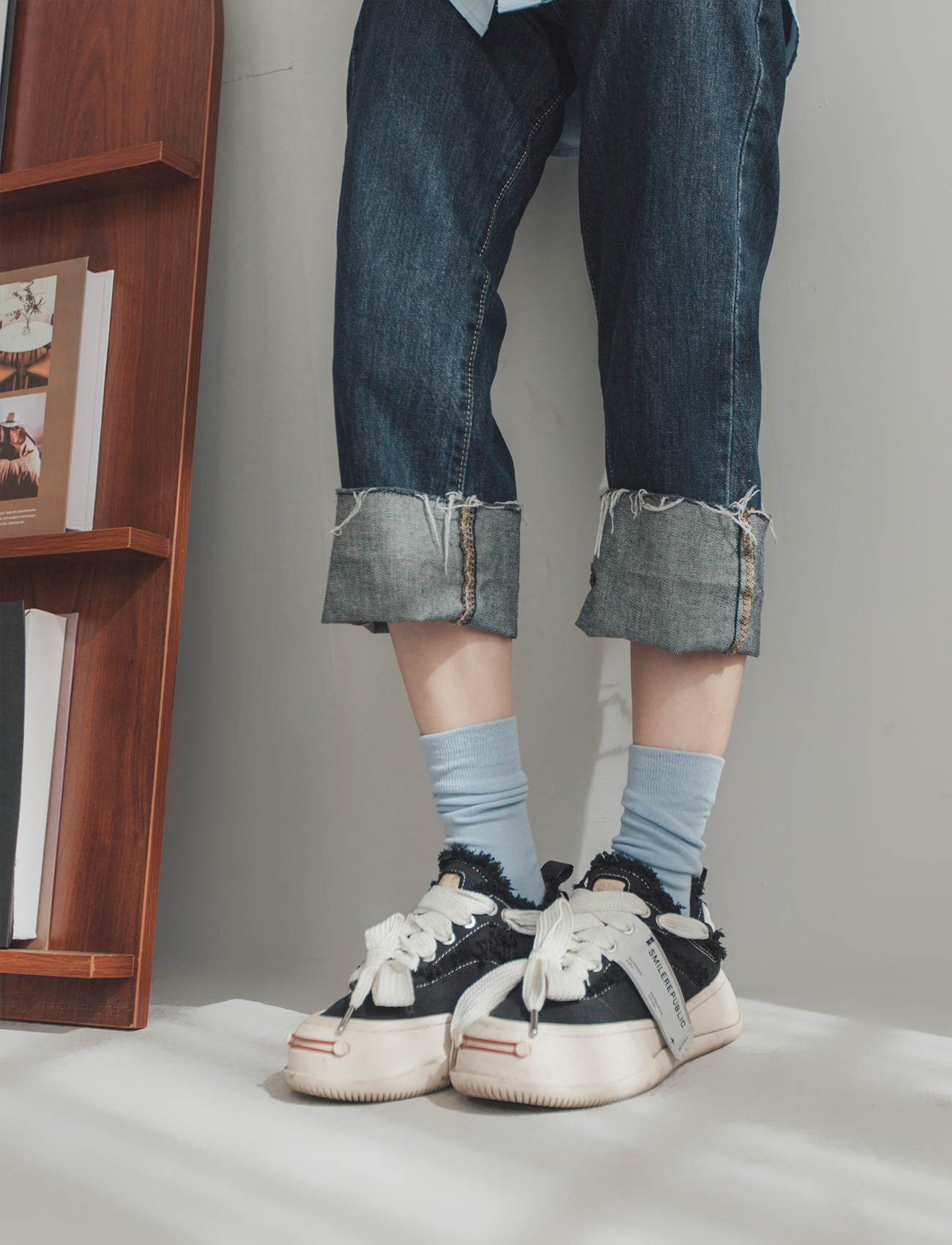 多色無印中長襪