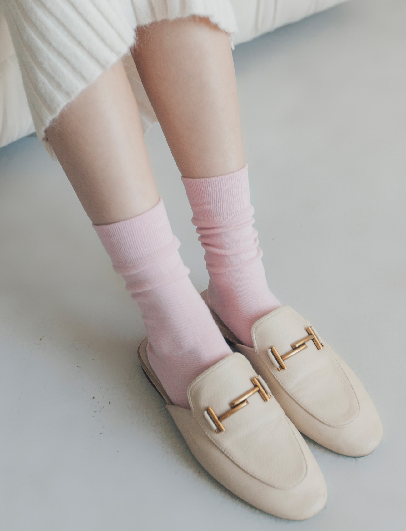 多色無印中長襪