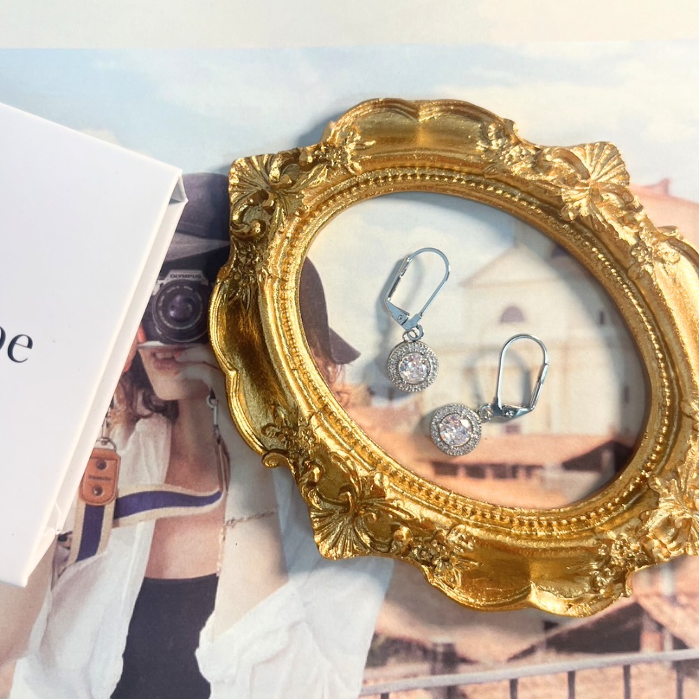 Cate&Chloe 3A級蘇聯鑽輕奢圓形耳環