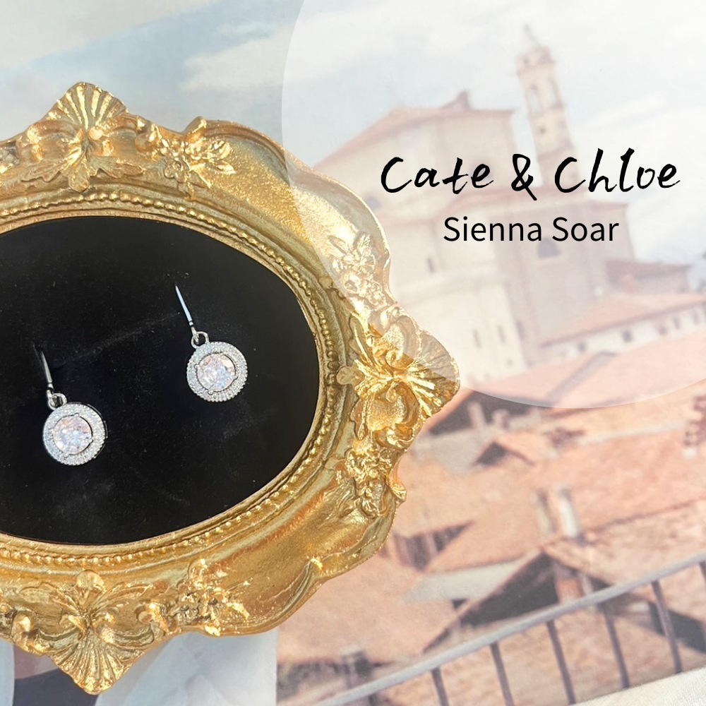 Cate&Chloe 3A級蘇聯鑽輕奢圓形耳環