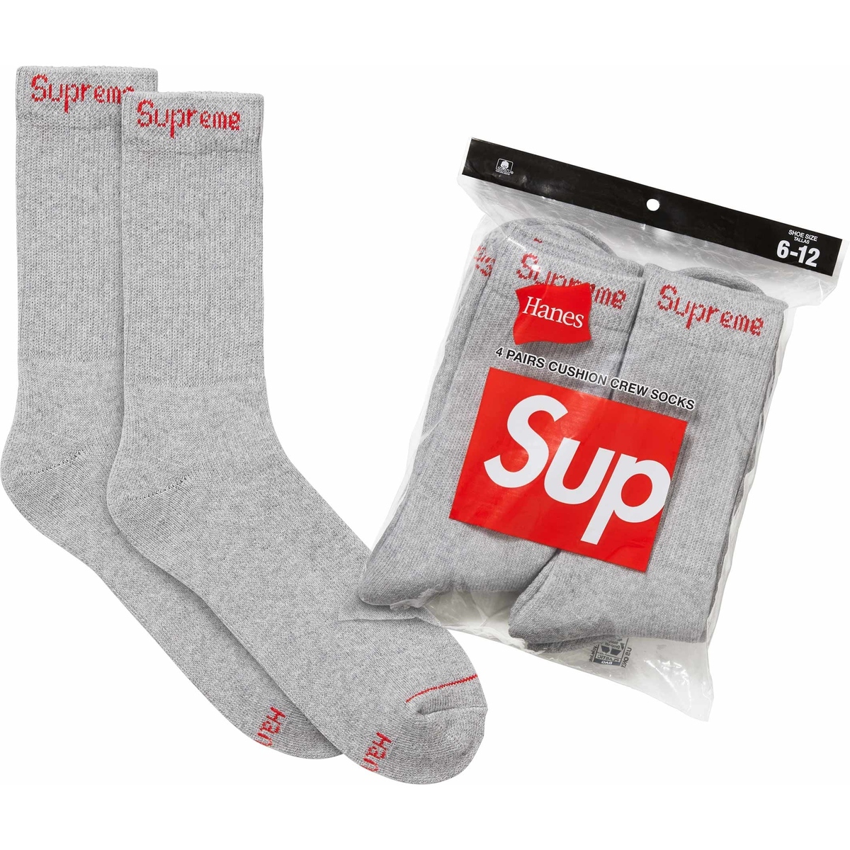 SUPREME X HANES SS24 CREW SOCKS (4入) 灰