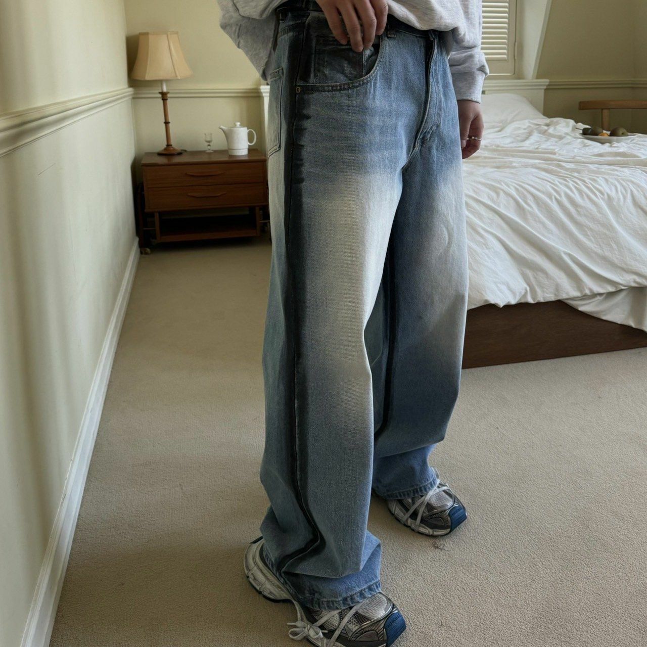 洗水拼色鬆身牛仔褲 BY ATTENTION-139J