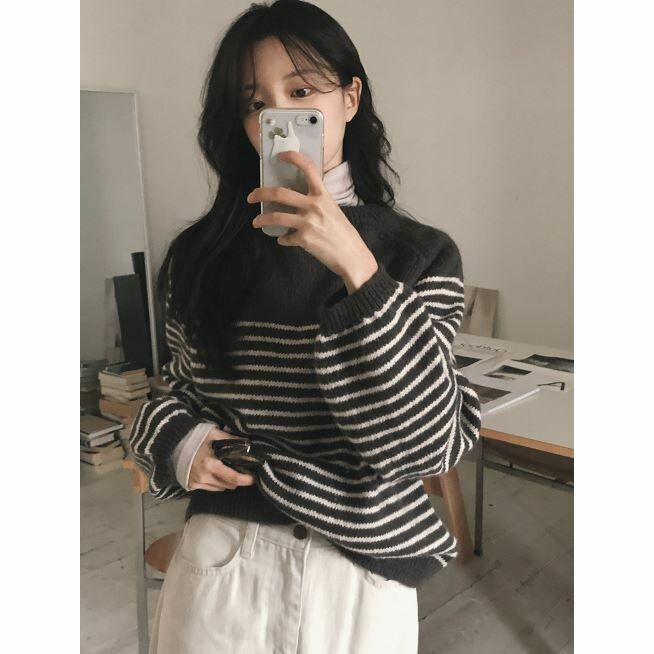 針織條紋毛衣