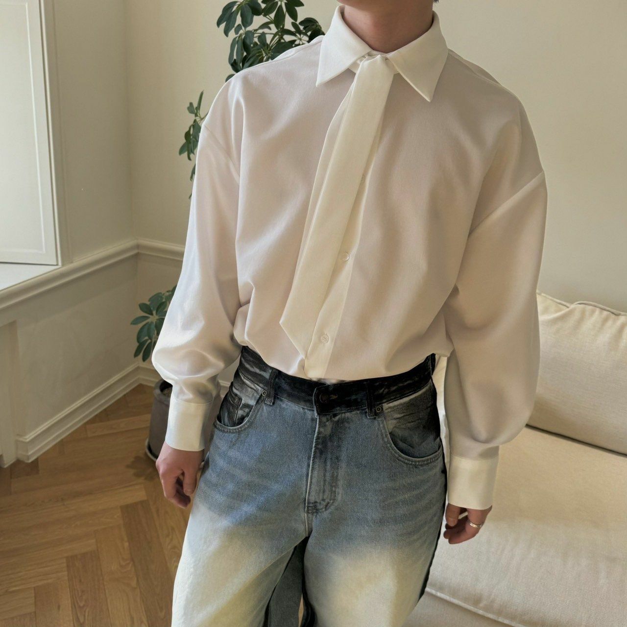 淨色連呔長袖恤衫 BY ATTENTION-142S