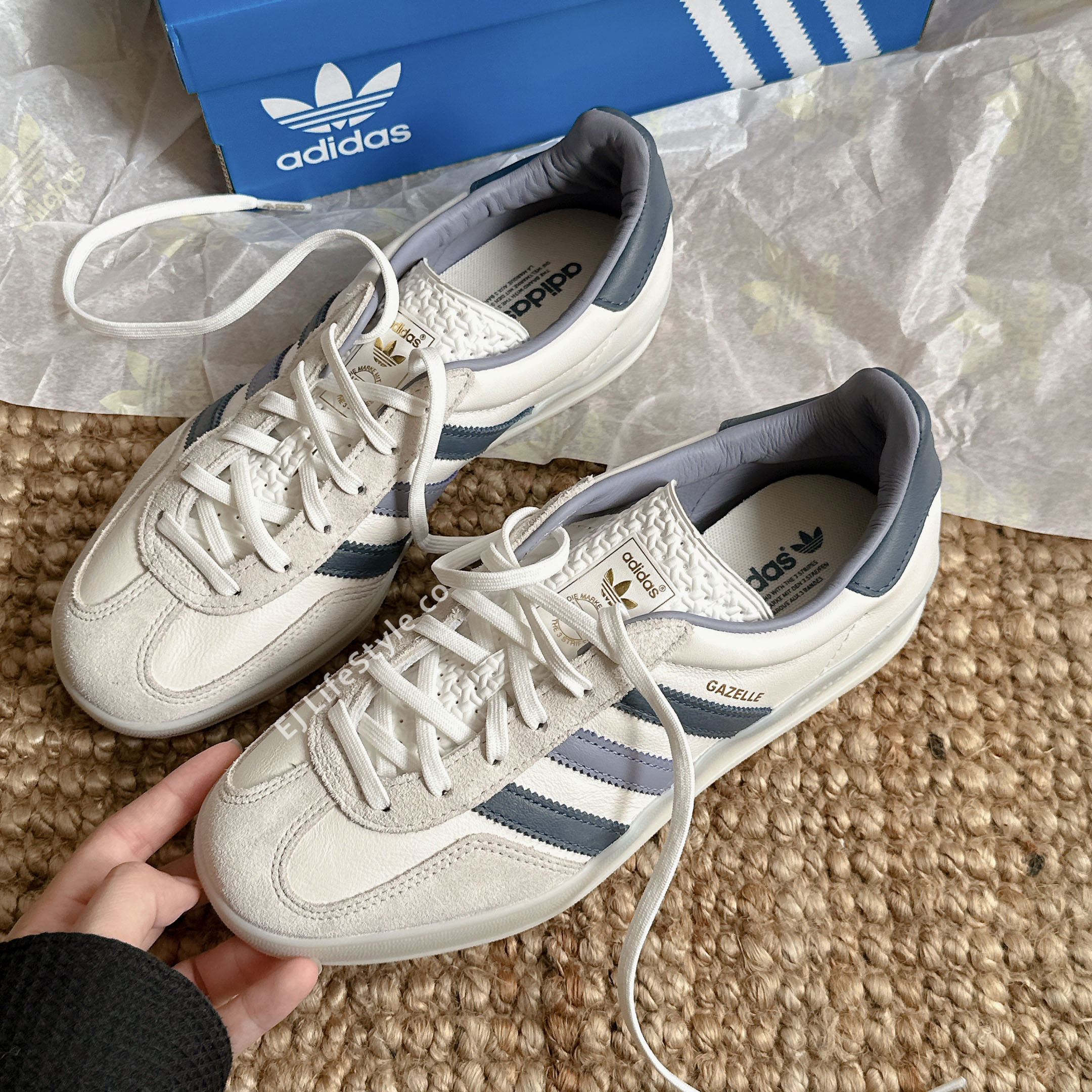 ADIDAS GAZELLE INDOOR 燕麥霧霾藍 莫蘭迪 藍灰 藍紫 奶油色 果凍底 復古 男女鞋 IG1643 / 現貨