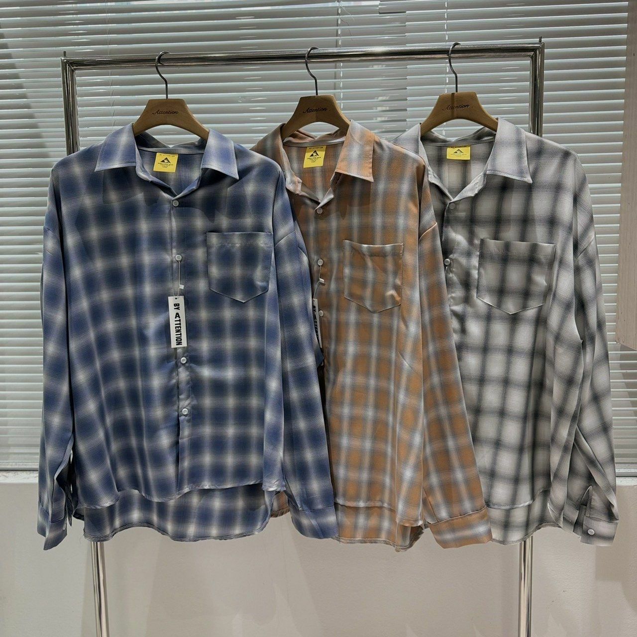 格仔長袖恤衫 BY ATTENTION-143S