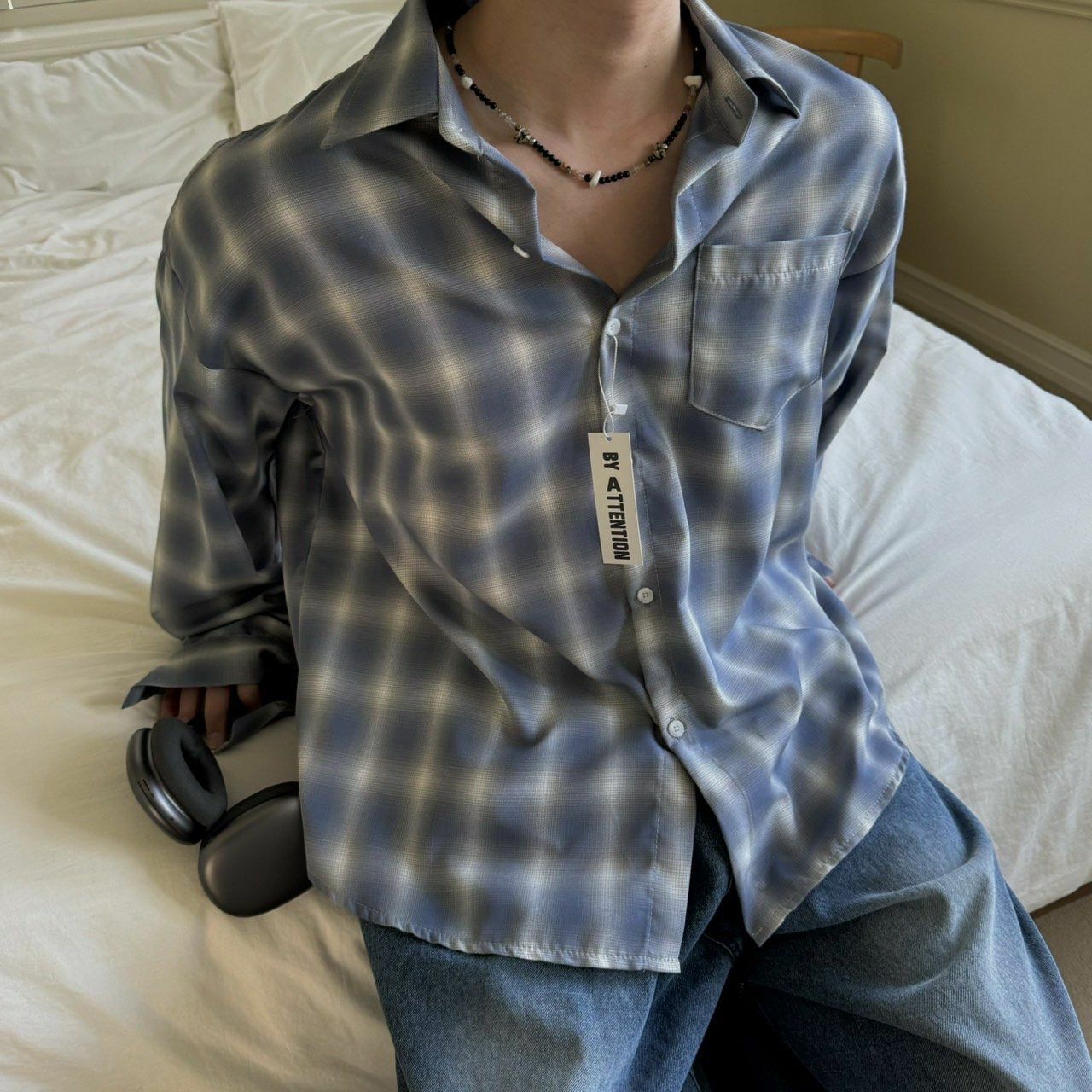 格仔長袖恤衫 BY ATTENTION-143S