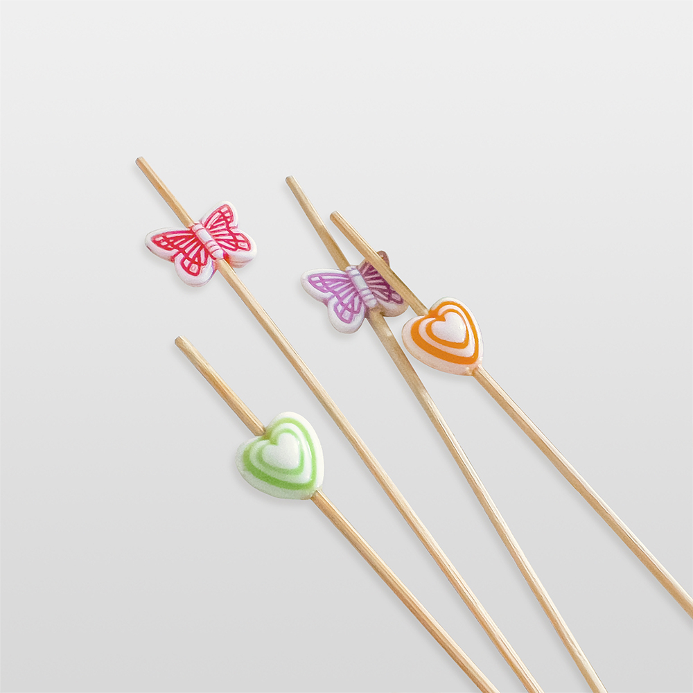 竹串 12cm 1000入 彩石竹籤 愛心/蝴蝶  [竹串]竹籤甜點叉果叉調酒【陶杯杯瓷器】餐具餐盤 碗盤杯筷 台灣現貨