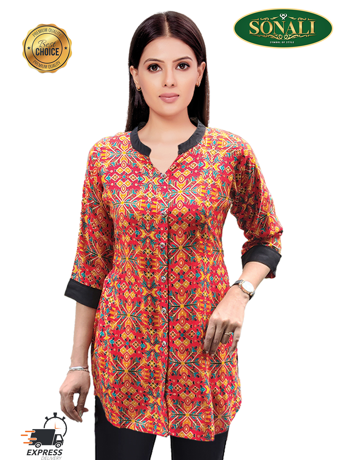 Sonali - Ladies / Plus Size/ Women Short Top / Kurti Blouse&nbsp;Kurtis Indian&nbsp;Casual Wear Women Q1401A/Q1401B/Q1401AA