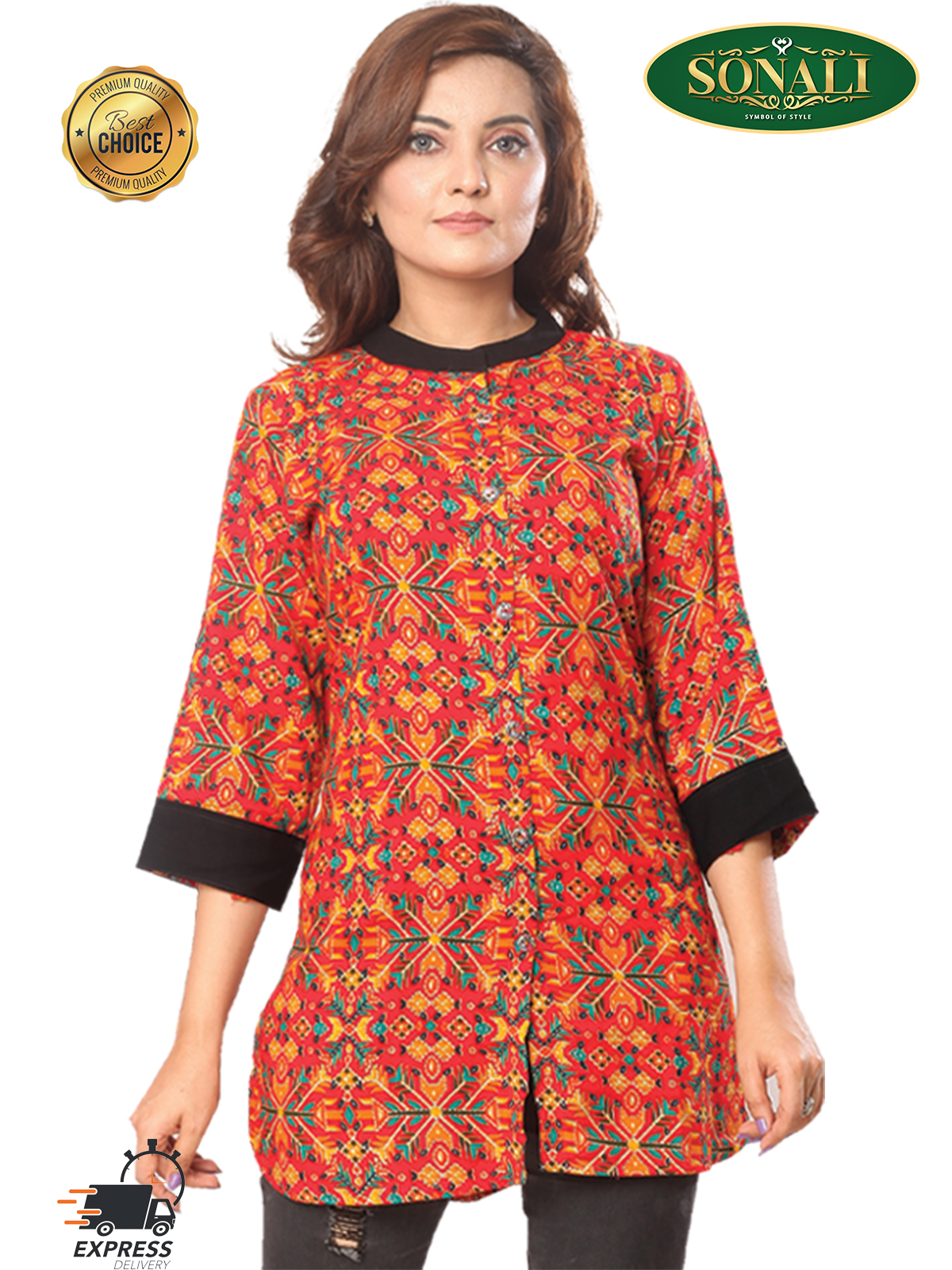 Sonali - Ladies / Plus Size/ Women Short Top / Kurti Blouse&nbsp;Kurtis Indian&nbsp;Casual Wear Women Q1401A/Q1401B/Q1401AA