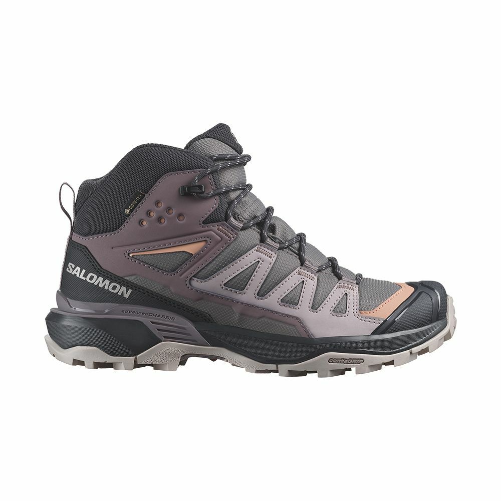 【SALOMON 】女 X ULTRA 360 Goretex 中筒登山鞋 李子紫/幻灰/棕 / L47448700