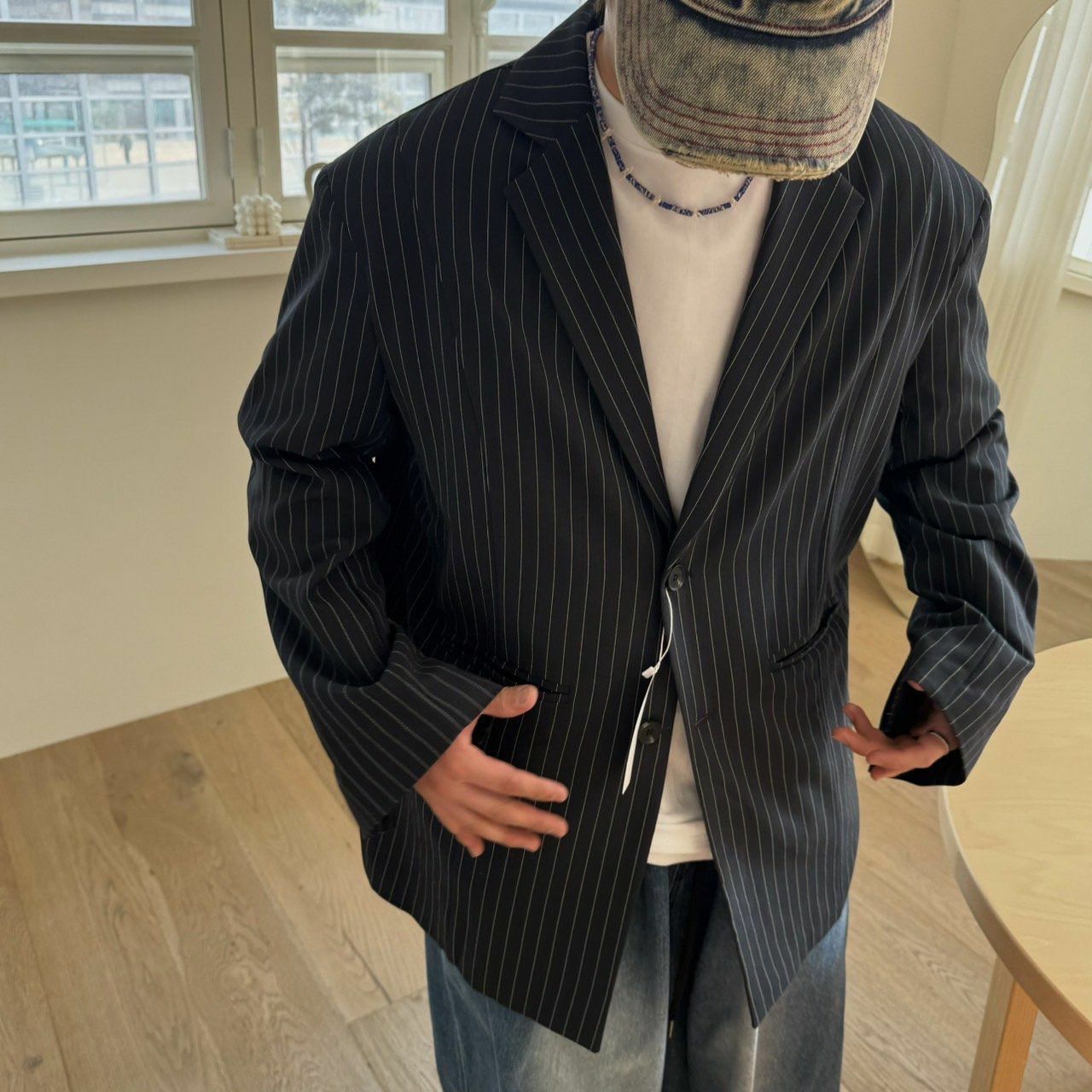 條子西裝褸 BY ATTENTION-149JK