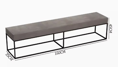 長櫈 (160x35x45 - 天鵝絨灰色)