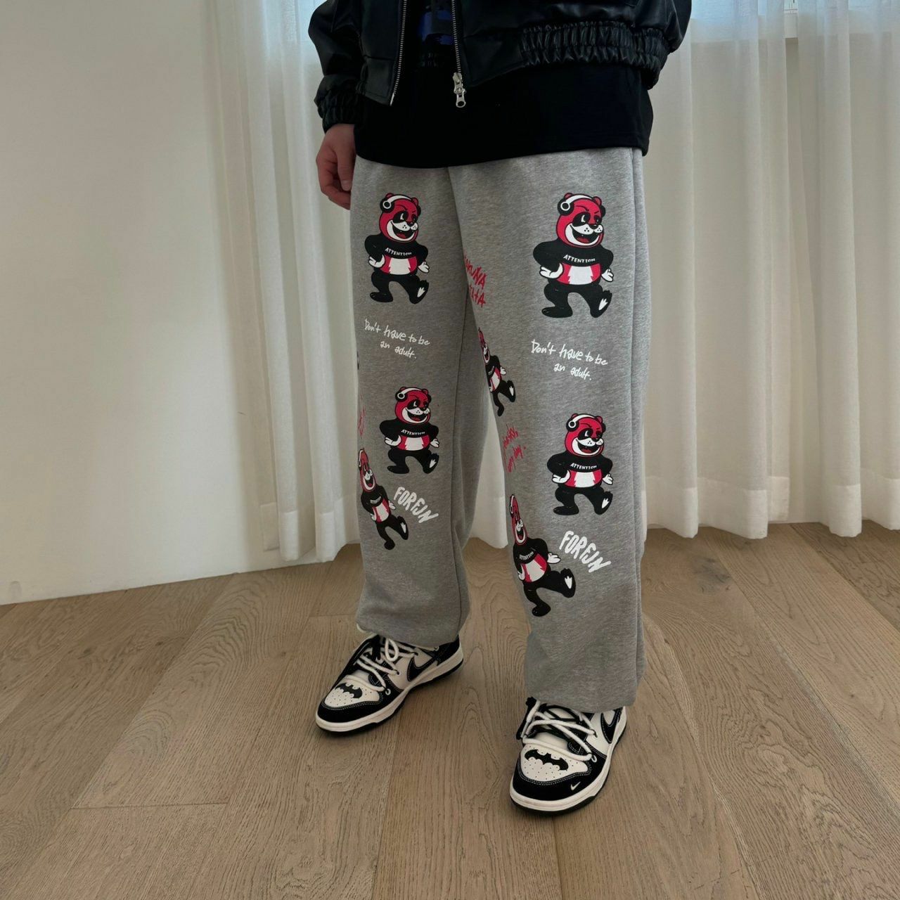 熊貓圖案棉質束腳運動褲 BY ATTENTION-151P