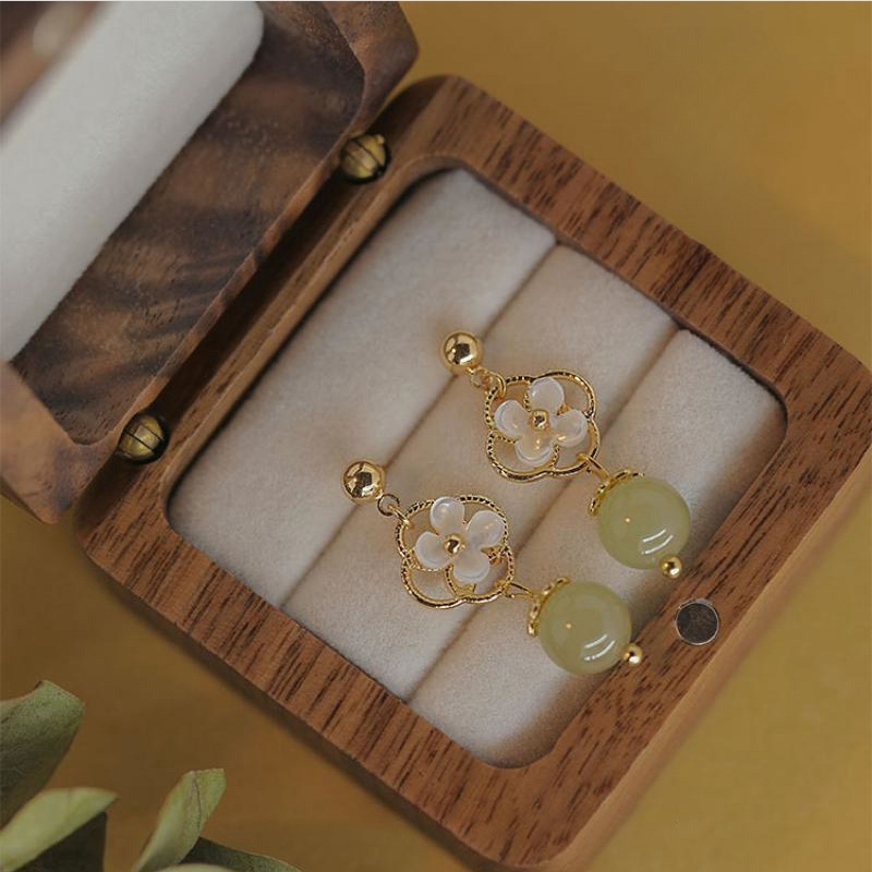 【花滿庭】漸變和田玉耳環(耳釘/耳夾)