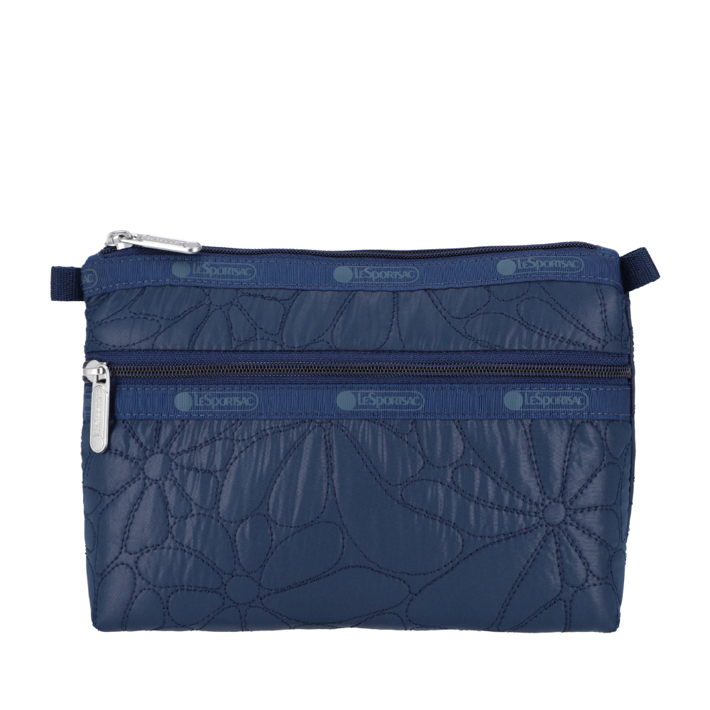 LeSportsac - COSMETIC CLUTCH 雙層拉鍊化妝包 - 海軍藍壓紋