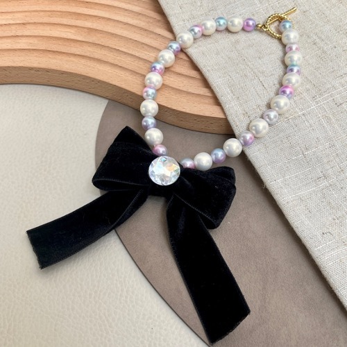 Salon de Peony 黑色絲絨蝴蝶結項鍊