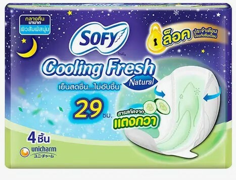 泰國 Sofy 冰爽青瓜衞生巾 夜用 29cm 4片裝