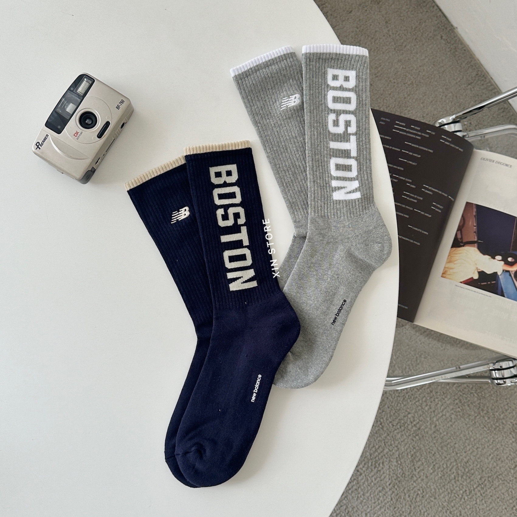 New Balance NB Boston Crew Socks 刺繡 長襪 襪子 兩雙一組