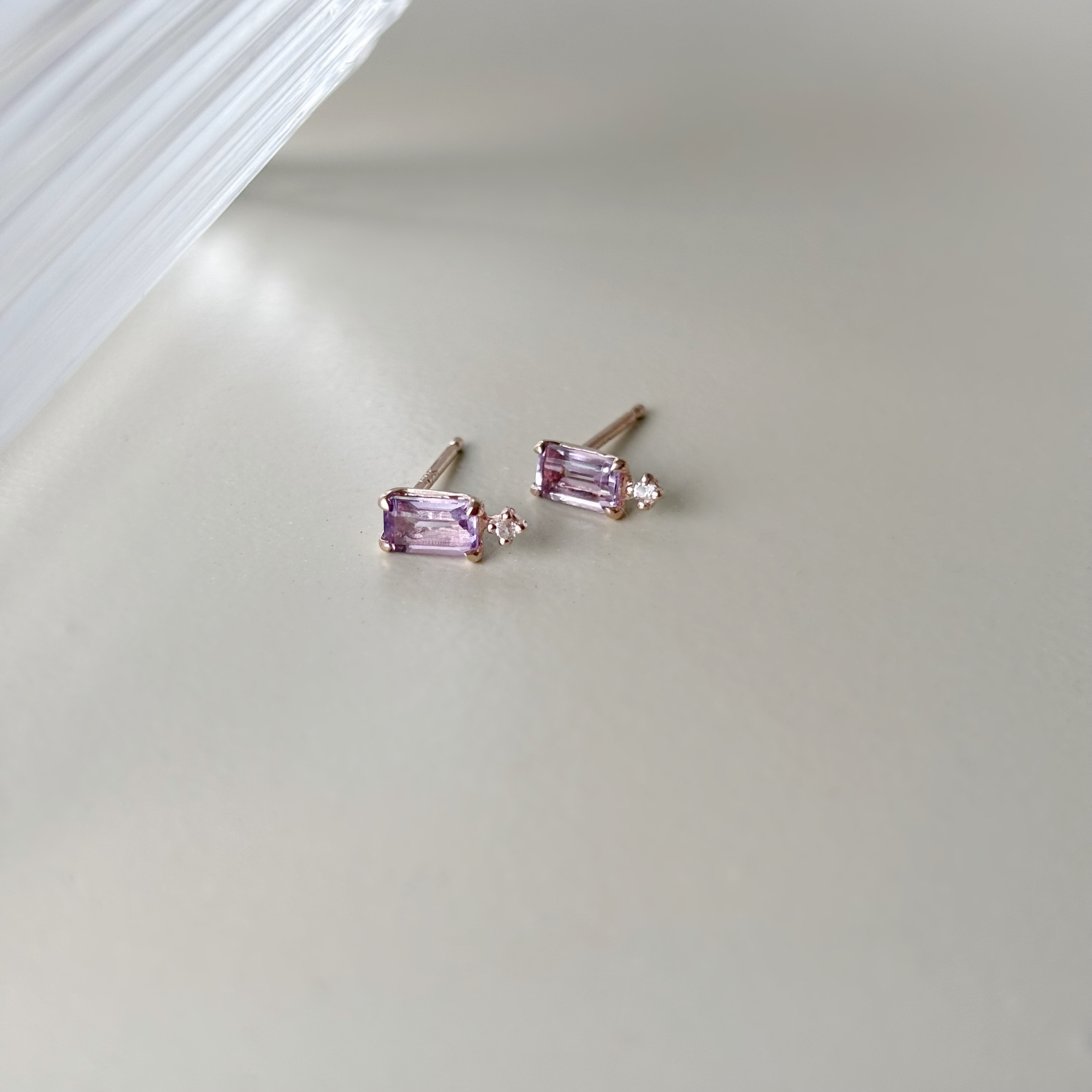 meteor長方紫水晶耳環