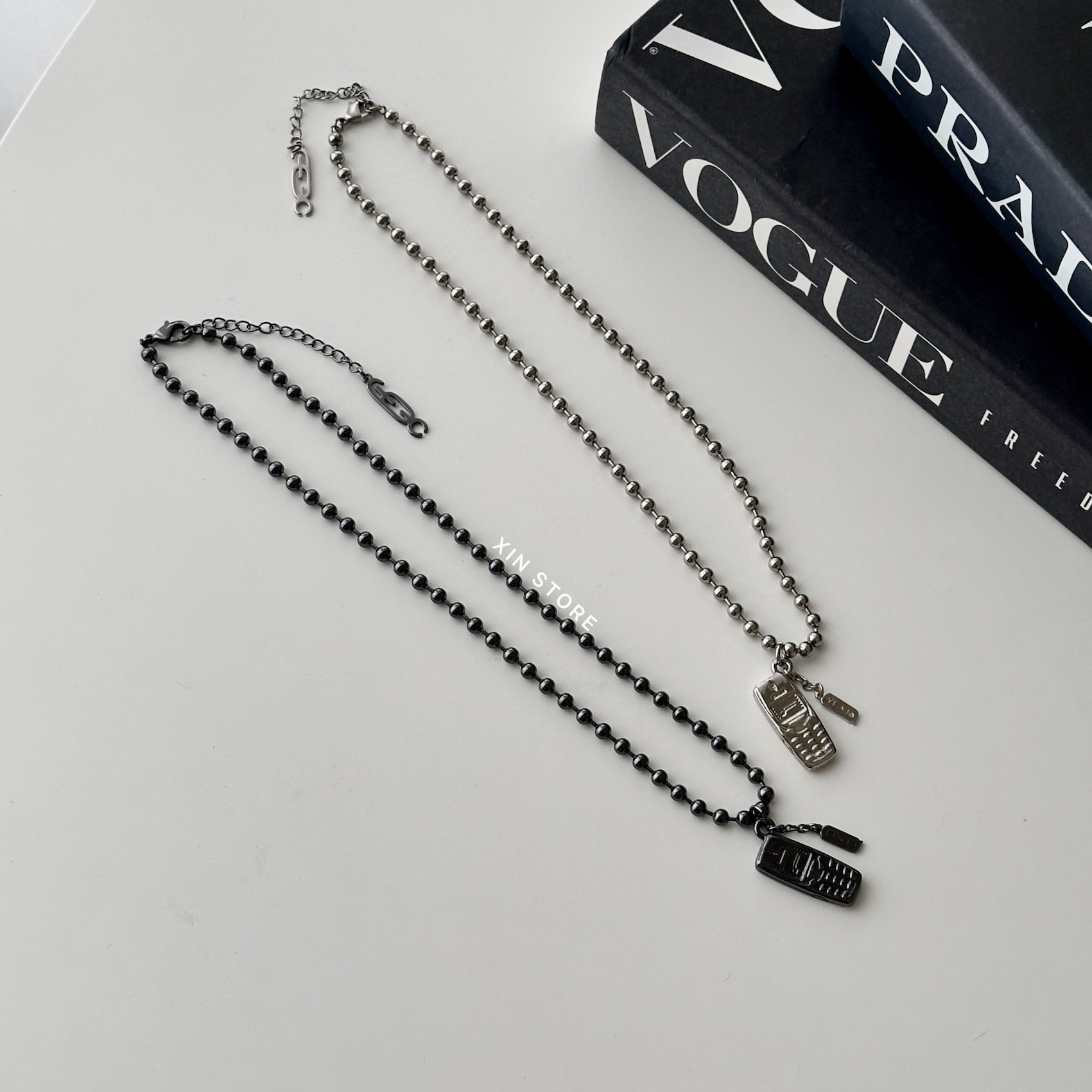 Fe3c “2000s Cell Phone Necklace” 不鏽鋼 可調節 手機 項鍊 銀 黑