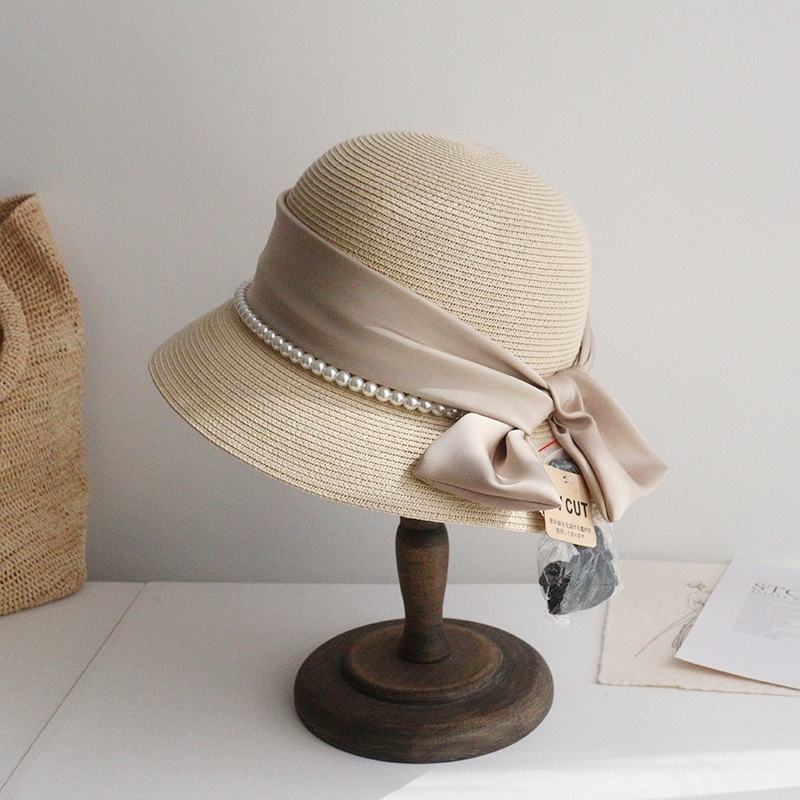珍珠蝴蝶結漁夫草帽  四色