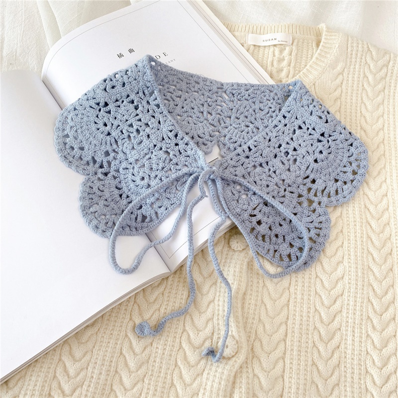 綁帶花瓣領針織披肩 五色