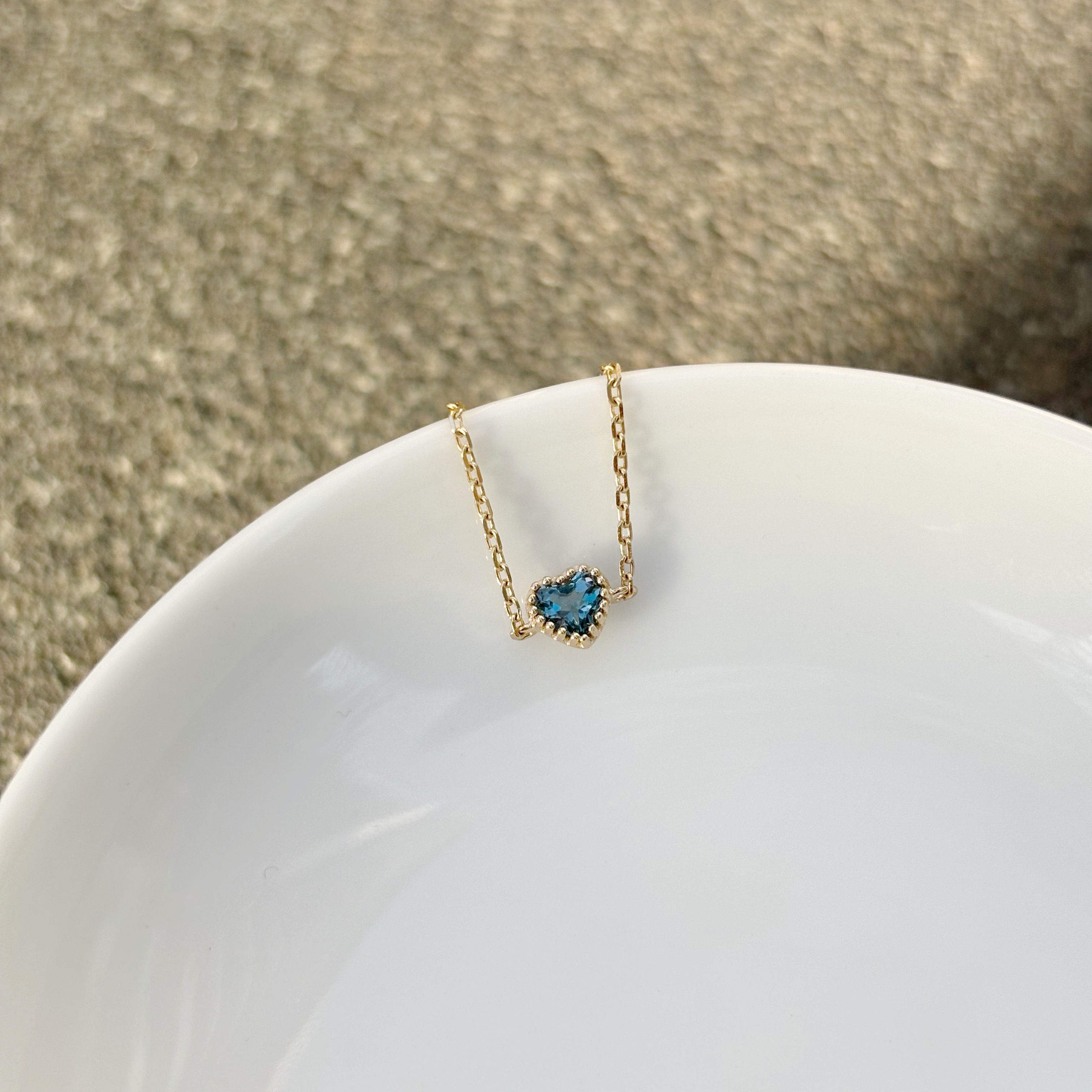 14k蛋糕愛心倫敦托帕石可調式鍊戒